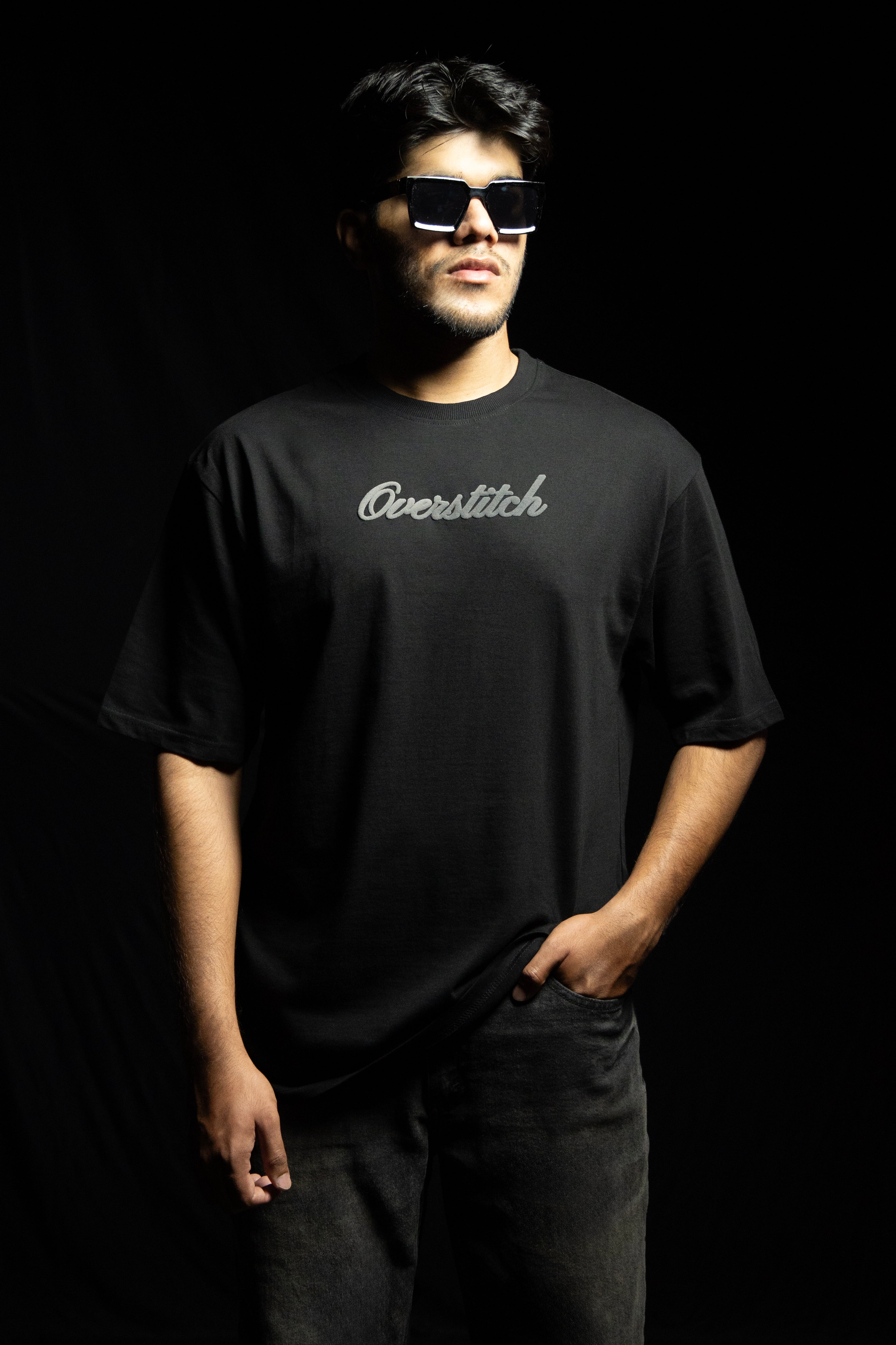Black Oversized Embossed T-Shirt