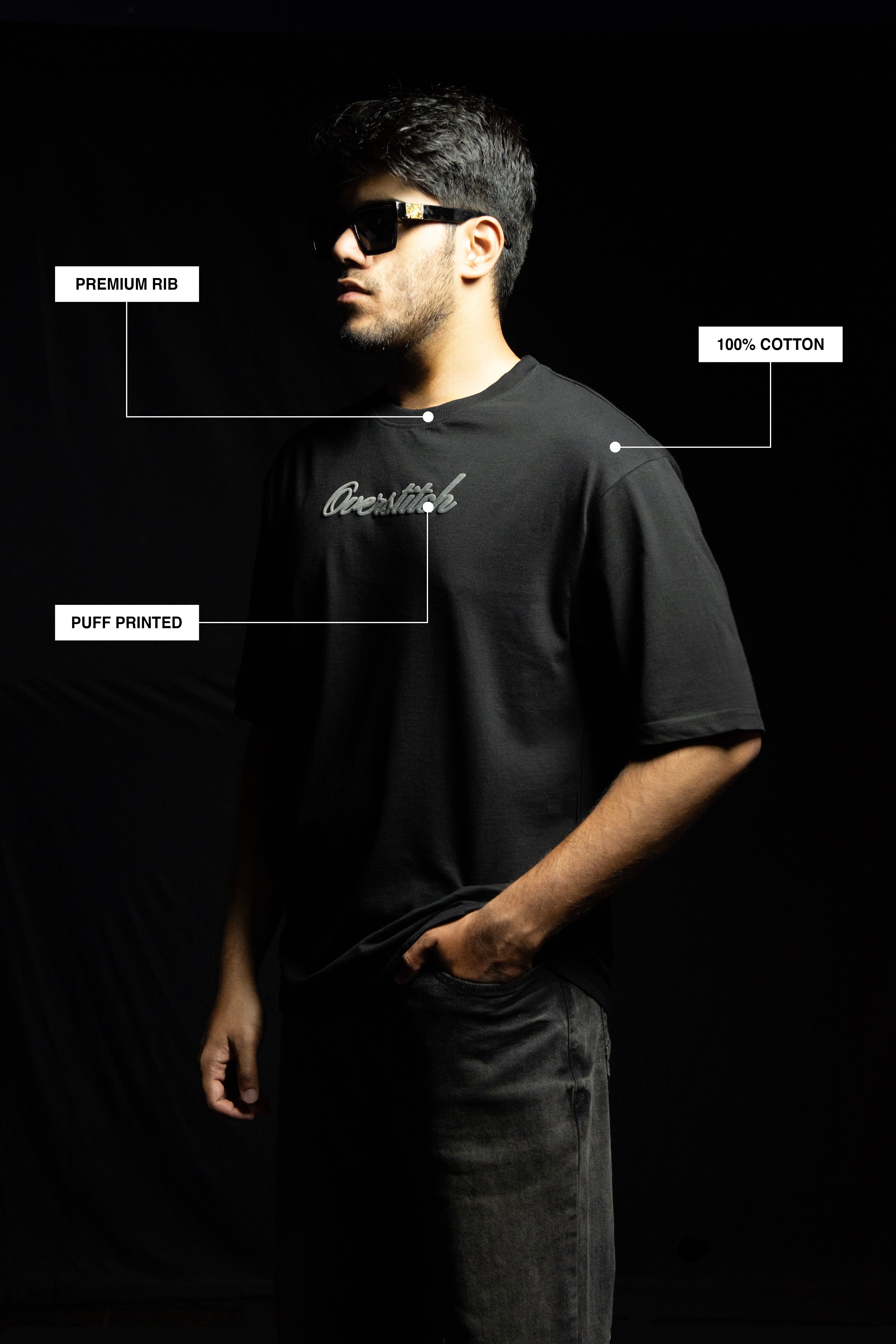 Black Oversized Embossed T-Shirt