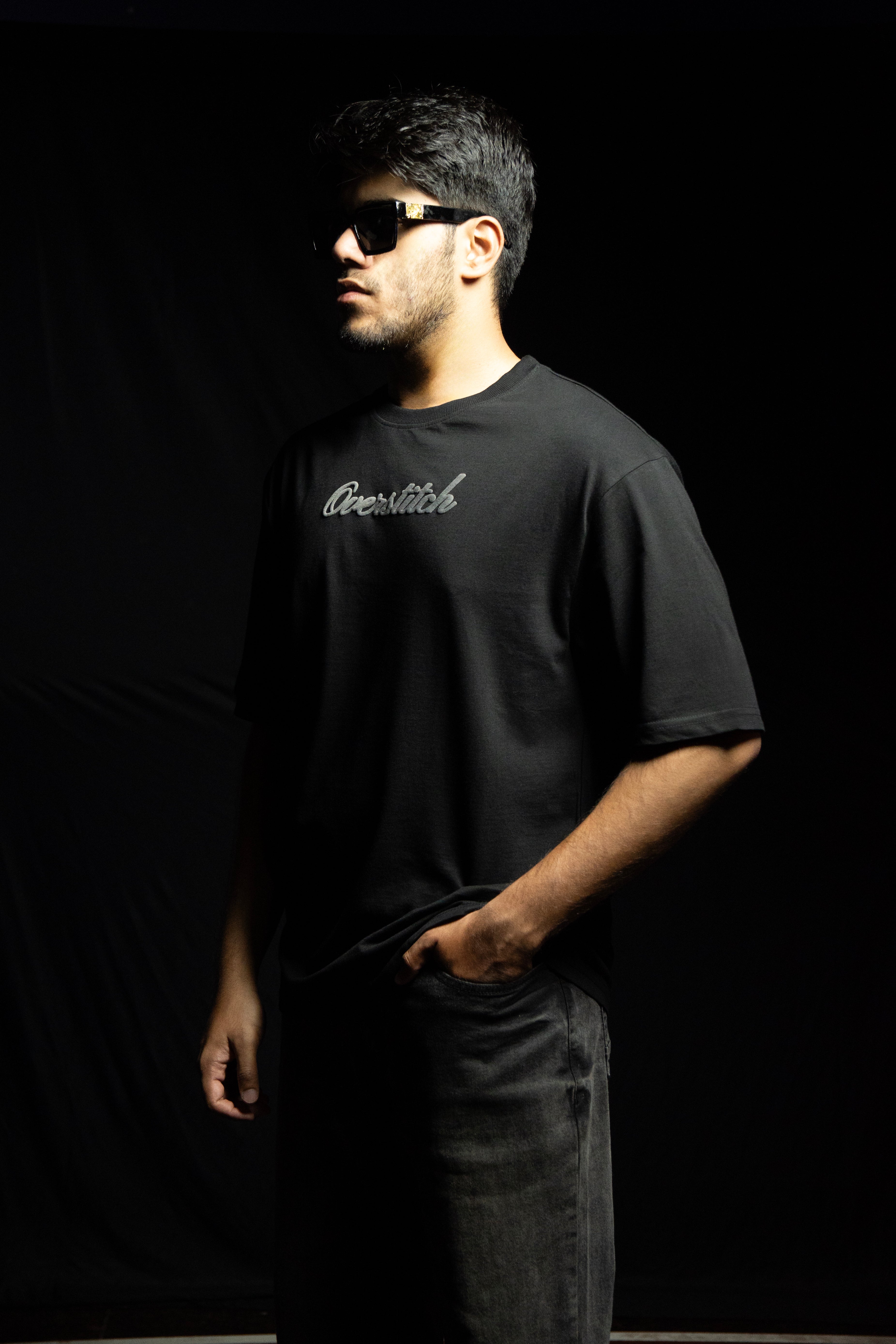 Black Oversized Embossed T-Shirt
